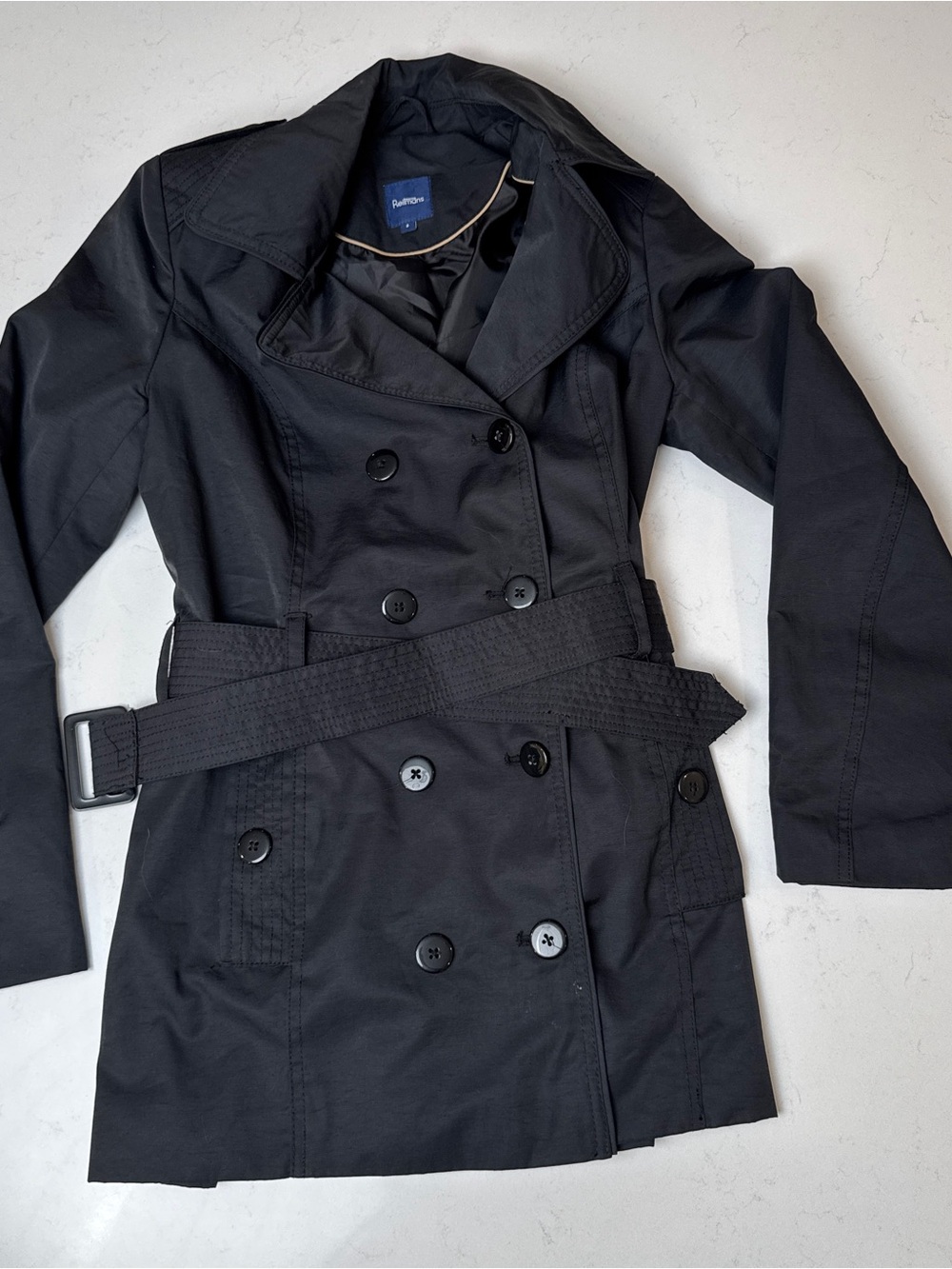 Reitmans Black Double-Breasted Trench Coat